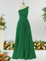 A-line One-Shoulder Unforgettable Satin Bridesmaid Dress With Slit Ruffles