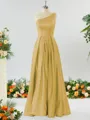 A-line One-Shoulder Unforgettable Satin Bridesmaid Dress With Slit Ruffles