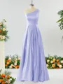 A-line One-Shoulder Unforgettable Satin Bridesmaid Dress With Slit Ruffles