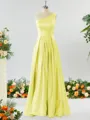 A-line One-Shoulder Unforgettable Satin Bridesmaid Dress With Slit Ruffles