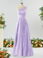 A-line One-Shoulder Unforgettable Satin Bridesmaid Dress With Slit Ruffles