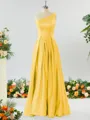 A-line One-Shoulder Unforgettable Satin Bridesmaid Dress With Slit Ruffles