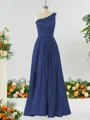 A-line One-Shoulder Unforgettable Satin Bridesmaid Dress With Slit Ruffles