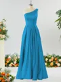 A-line One-Shoulder Unforgettable Satin Bridesmaid Dress With Slit Ruffles