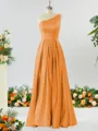 A-line One-Shoulder Unforgettable Satin Bridesmaid Dress With Slit Ruffles