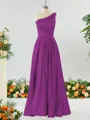 A-line One-Shoulder Unforgettable Satin Bridesmaid Dress With Slit Ruffles