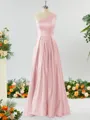 A-line One-Shoulder Unforgettable Satin Bridesmaid Dress With Slit Ruffles