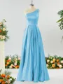 A-line One-Shoulder Unforgettable Satin Bridesmaid Dress With Slit Ruffles