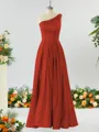 A-line One-Shoulder Unforgettable Satin Bridesmaid Dress With Slit Ruffles