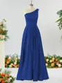 A-line One-Shoulder Unforgettable Satin Bridesmaid Dress With Slit Ruffles