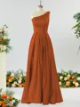 A-line One-Shoulder Unforgettable Satin Bridesmaid Dress With Slit Ruffles
