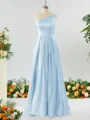A-line One-Shoulder Unforgettable Satin Bridesmaid Dress With Slit Ruffles