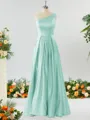 A-line One-Shoulder Unforgettable Satin Bridesmaid Dress With Slit Ruffles