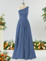 A-line One-Shoulder Unforgettable Satin Bridesmaid Dress With Slit Ruffles