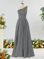 A-line One-Shoulder Unforgettable Satin Bridesmaid Dress With Slit Ruffles