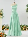 A-line One-Shoulder Unforgettable Satin Bridesmaid Dress With Slit Ruffles