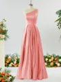 A-line One-Shoulder Unforgettable Satin Bridesmaid Dress With Slit Ruffles