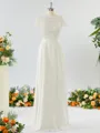 A-line Scoop Fashion-forward Short Sleeves Chiffon Bridesmaid Dress With Appliques Lace