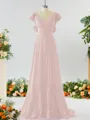 Stunning A-line V-neck Chiffon Bridesmaid Dress With Ruffles