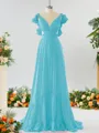 Stunning A-line V-neck Chiffon Bridesmaid Dress With Ruffles