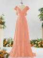Stunning A-line V-neck Chiffon Bridesmaid Dress With Ruffles