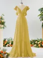 Stunning A-line V-neck Chiffon Bridesmaid Dress With Ruffles