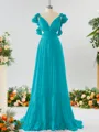 Stunning A-line V-neck Chiffon Bridesmaid Dress With Ruffles