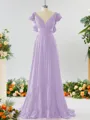Stunning A-line V-neck Chiffon Bridesmaid Dress With Ruffles