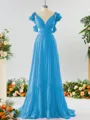 Stunning A-line V-neck Chiffon Bridesmaid Dress With Ruffles