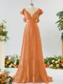Stunning A-line V-neck Chiffon Bridesmaid Dress With Ruffles
