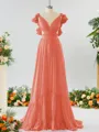 Stunning A-line V-neck Chiffon Bridesmaid Dress With Ruffles