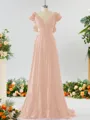 Stunning A-line V-neck Chiffon Bridesmaid Dress With Ruffles