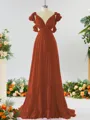 Stunning A-line V-neck Chiffon Bridesmaid Dress With Ruffles
