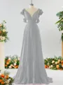 Stunning A-line V-neck Chiffon Bridesmaid Dress With Ruffles