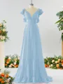 Stunning A-line V-neck Chiffon Bridesmaid Dress With Ruffles