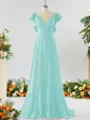 Stunning A-line V-neck Chiffon Bridesmaid Dress With Ruffles