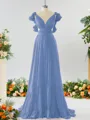 Stunning A-line V-neck Chiffon Bridesmaid Dress With Ruffles