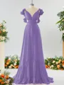 Stunning A-line V-neck Chiffon Bridesmaid Dress With Ruffles