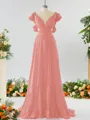 Stunning A-line V-neck Chiffon Bridesmaid Dress With Ruffles