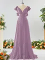 Stunning A-line V-neck Chiffon Bridesmaid Dress With Ruffles