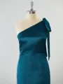 Classy Sheath/Column One-Shoulder Silk Like Satin Bridesmaid Dress With Bow