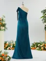 Classy Sheath/Column One-Shoulder Silk Like Satin Bridesmaid Dress With Bow