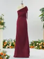 Classy Sheath/Column One-Shoulder Silk Like Satin Bridesmaid Dress With Bow