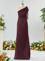Classy Sheath/Column One-Shoulder Silk Like Satin Bridesmaid Dress With Bow