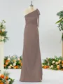 Classy Sheath/Column One-Shoulder Silk Like Satin Bridesmaid Dress With Bow