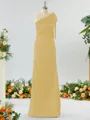 Classy Sheath/Column One-Shoulder Silk Like Satin Bridesmaid Dress With Bow