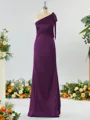 Classy Sheath/Column One-Shoulder Silk Like Satin Bridesmaid Dress With Bow