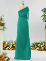 Classy Sheath/Column One-Shoulder Silk Like Satin Bridesmaid Dress With Bow