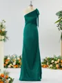 Classy Sheath/Column One-Shoulder Silk Like Satin Bridesmaid Dress With Bow
