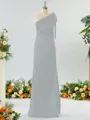 Classy Sheath/Column One-Shoulder Silk Like Satin Bridesmaid Dress With Bow